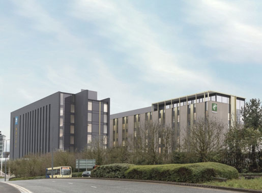 View of both Holiday Inn and Ibis hotels